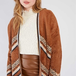 Chaqueta Derhy Belen pelito etnica  camel - Imagen 1
