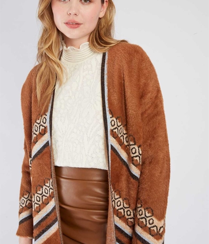 Chaqueta Derhy Belen pelito etnica  camel - Imagen 1