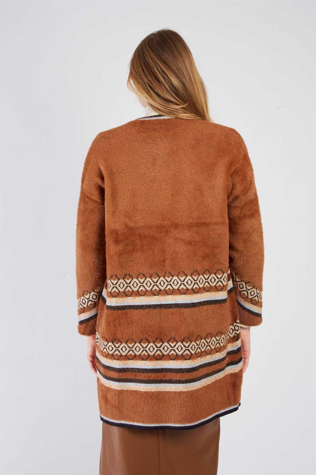 Chaqueta Derhy Belen pelito etnica  camel - Imagen 2