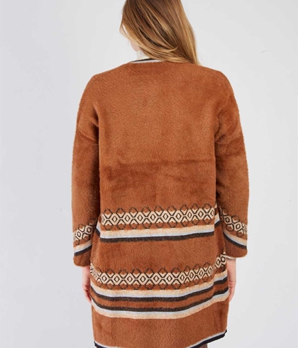 Chaqueta Derhy flamant pelito etnica camel - Imagen 2