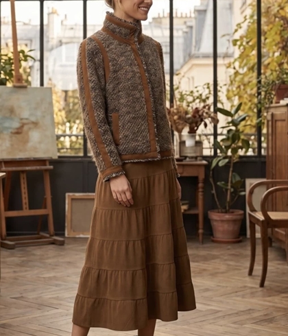 Chaqueta Derhy  GARANCE entallada grises y camel - Imagen 1
