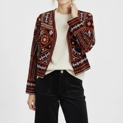 CHAQUETA Derhy  GERONA bordada terciopelo negra - Imagen 1