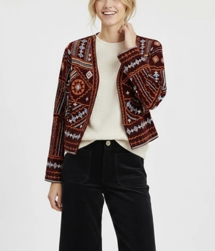 CHAQUETA Derhy  GERONA bordada terciopelo negra - Imagen 1