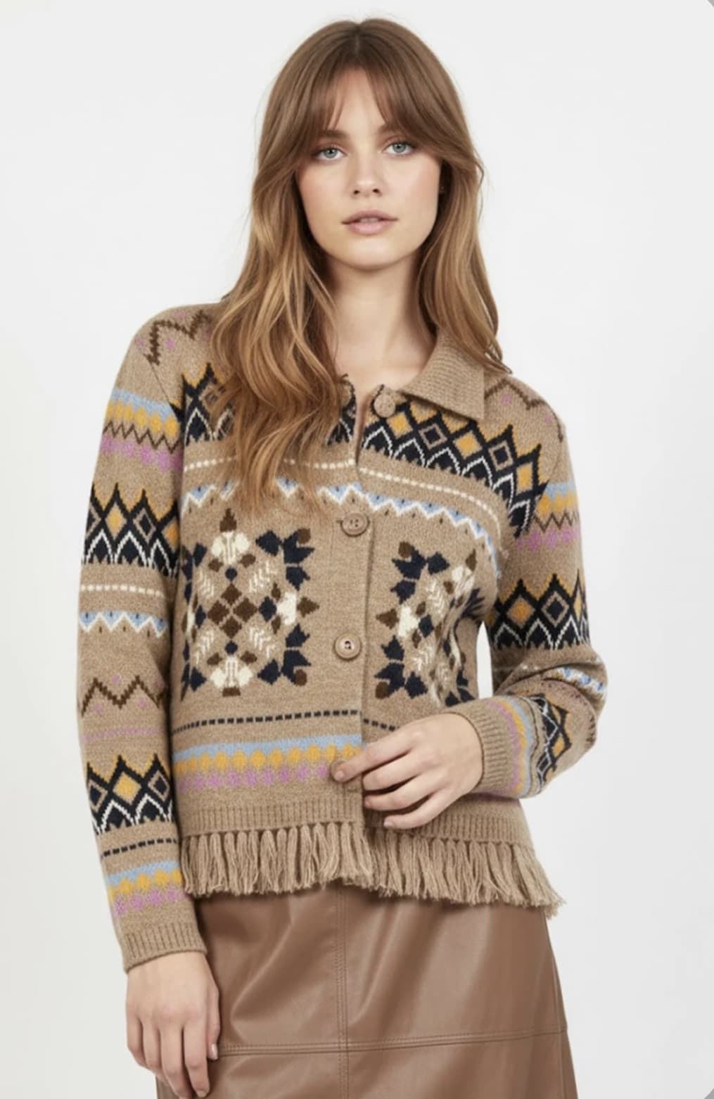 Chaqueta Derhy JACQUARD ENORA Beige - Imagen 1
