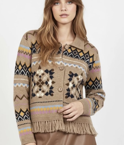 Chaqueta Derhy JACQUARD ENORA Beige - Imagen 1