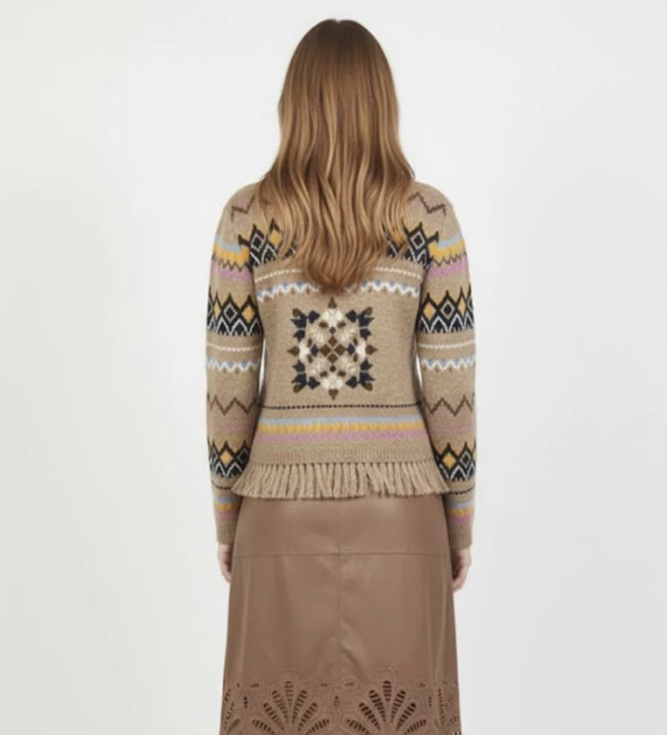 Chaqueta Derhy JACQUARD ENORA Beige - Imagen 2