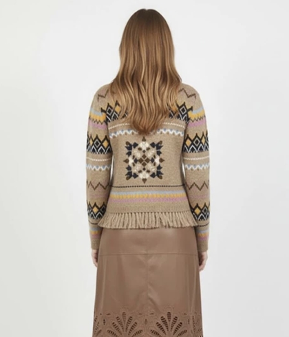 Chaqueta Derhy JACQUARD ENORA Beige - Imagen 2