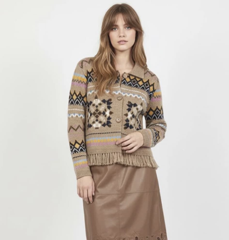 Chaqueta Derhy JACQUARD ENORA Beige - Imagen 3