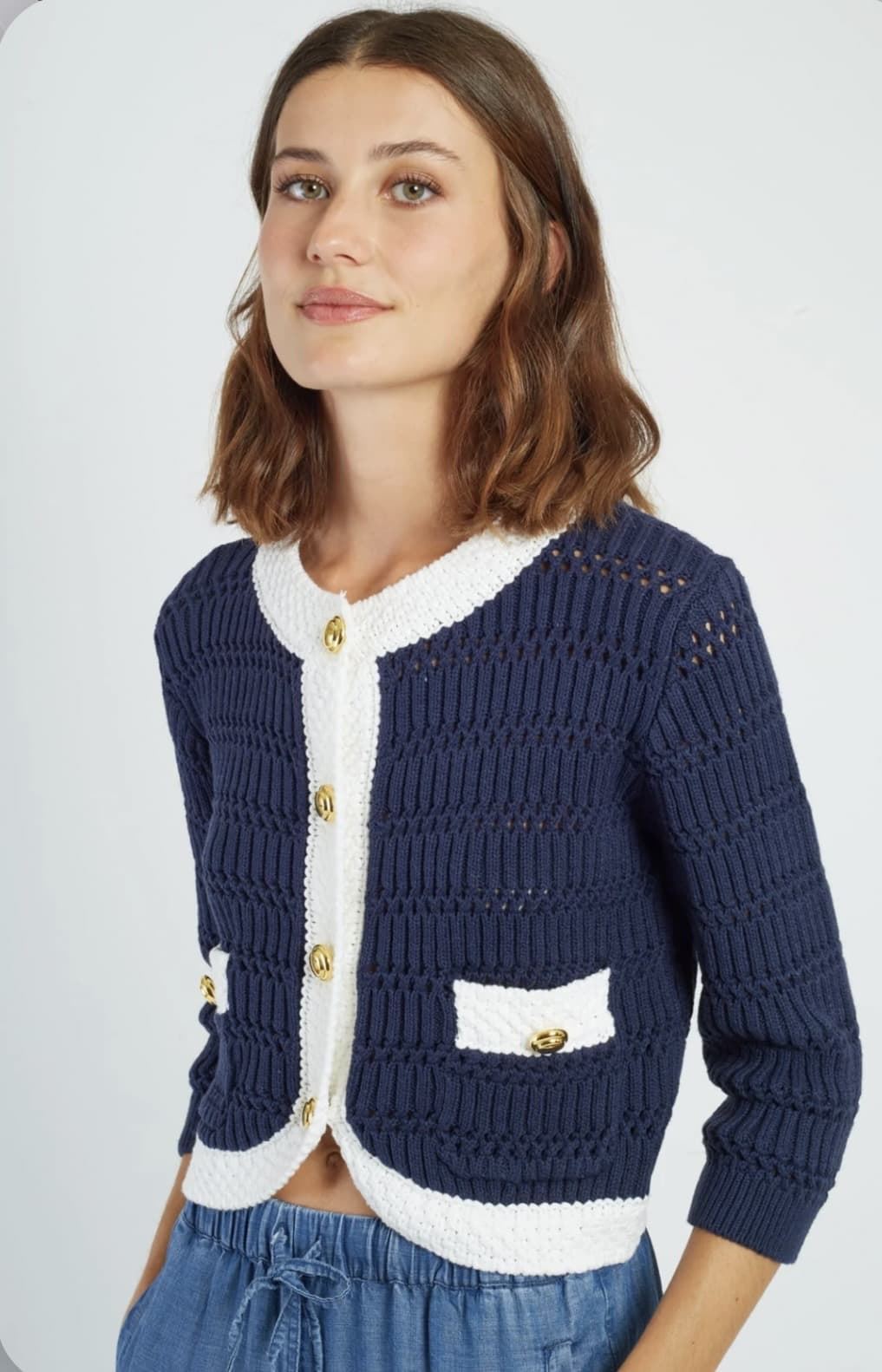 Chaqueta Derhy PIA GILET punto marina vivo blanco - Imagen 1