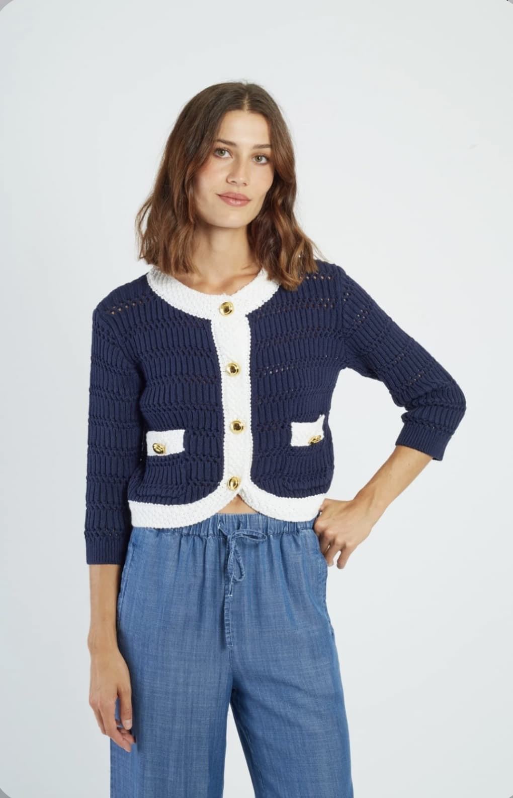 Chaqueta Derhy PIA GILET punto marina vivo blanco - Imagen 2