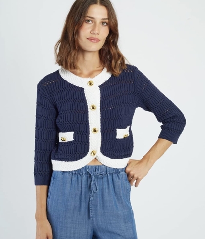 Chaqueta Derhy PIA GILET punto marina vivo blanco - Imagen 2