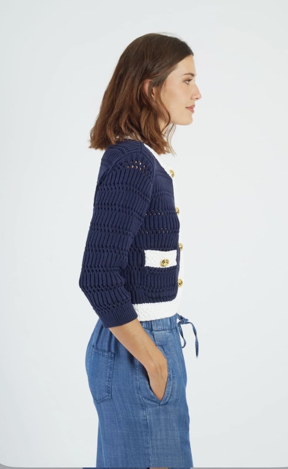 Chaqueta Derhy PIA GILET punto marina vivo blanco - Imagen 3