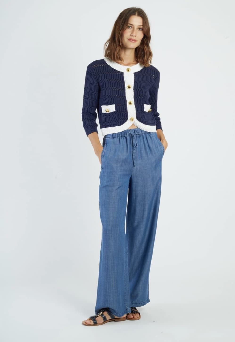 Chaqueta Derhy PIA GILET punto marina vivo blanco - Imagen 5