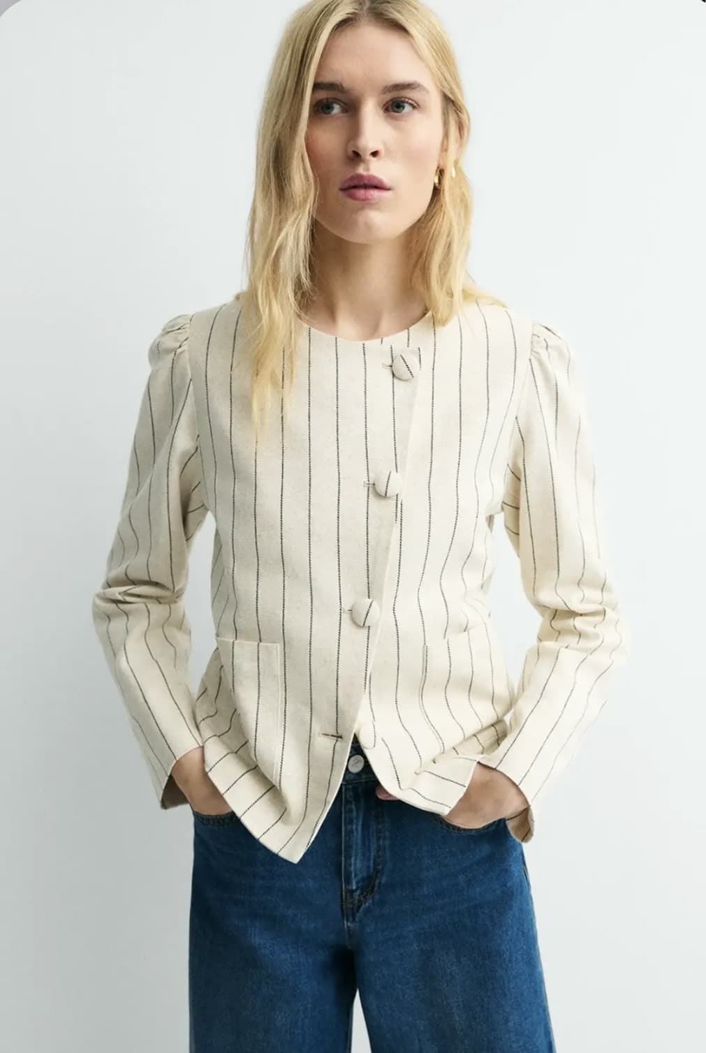 Chaqueta ese O ese  304578-1170 CH.BELLINI beis raya negra - Imagen 1