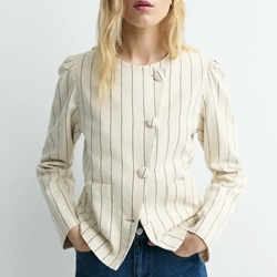 Chaqueta ese O ese  304578-1170 CH.BELLINI beis raya negra - Imagen 1