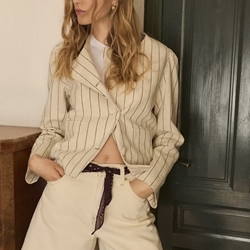 Chaqueta ese O ese 304578-1170 CH.BELLINI beis raya negra - Imagen 2