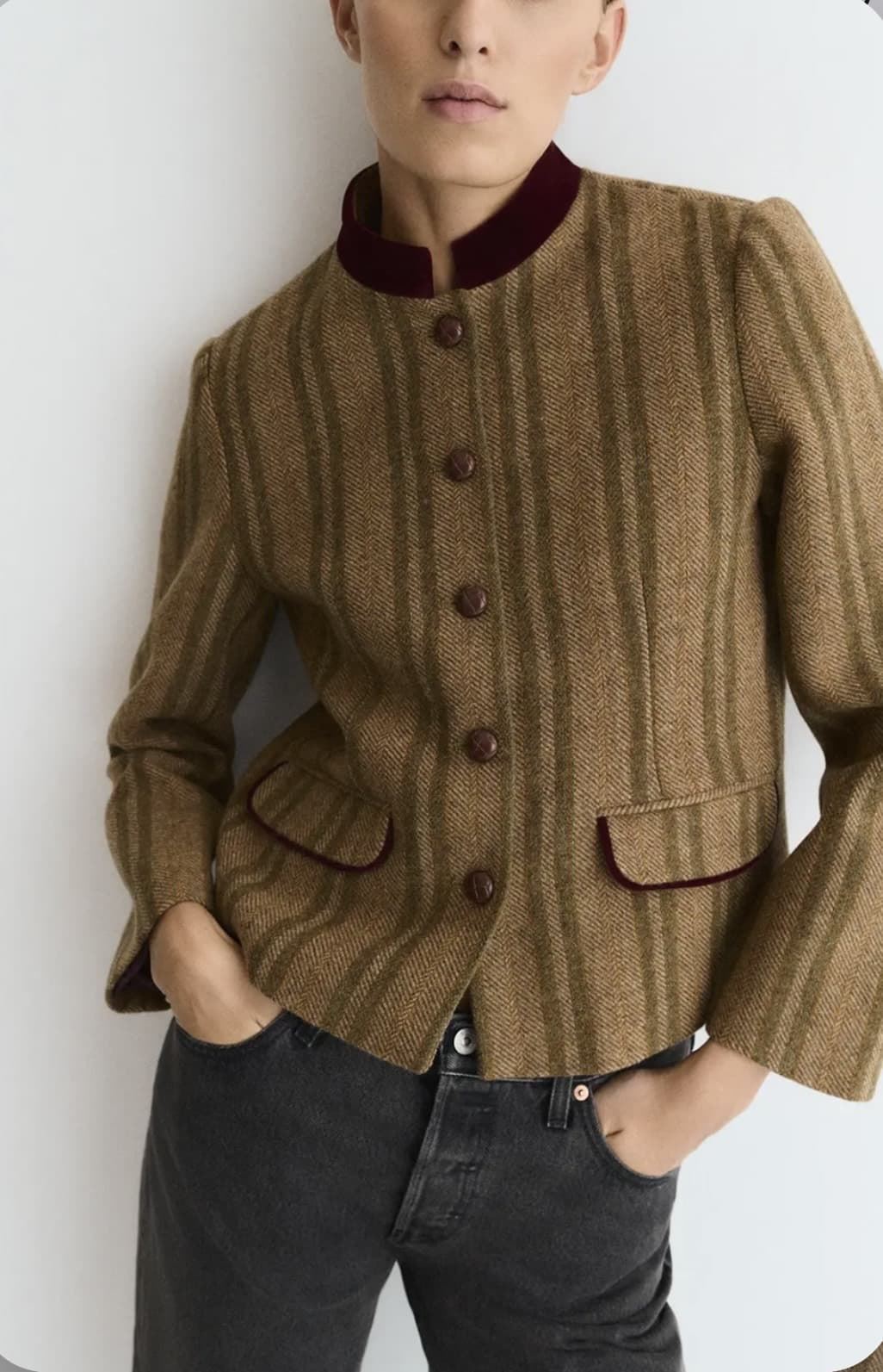 CHAQUETA ese O ese Ref.: 305270-1170 // CH.BAVIERA STRIPES Lana KHAKI - Imagen 7