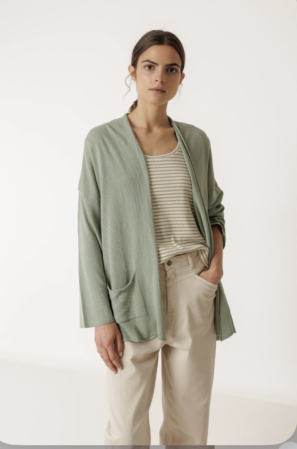 Chaqueta Indi & Cold FG536 TINTE EN PRENDA verde salvia - Imagen 1