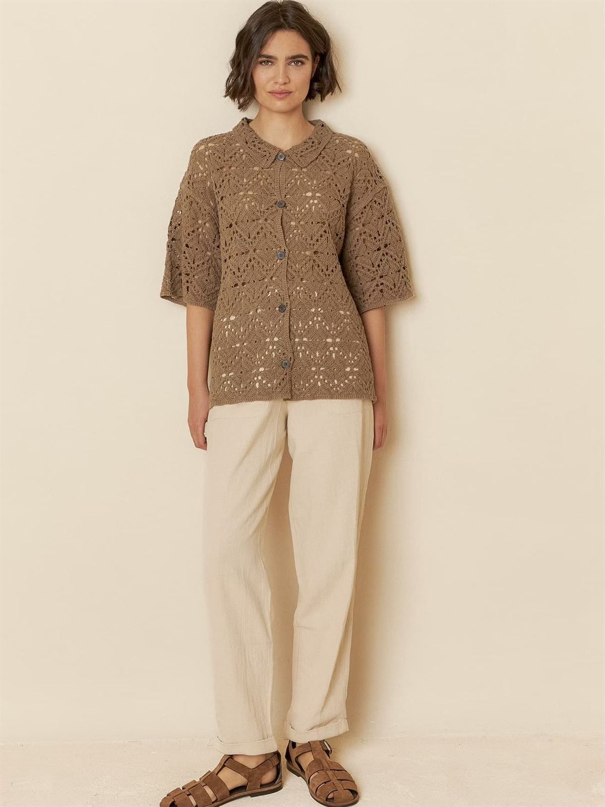 Chaqueta Indi & Cold manga corta crochet topo. - Imagen 5
