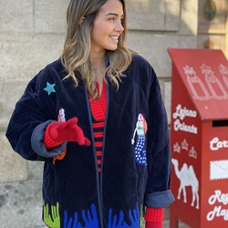 Chaqueta/Kimono  sirena terciopelo azul marina - Imagen 1