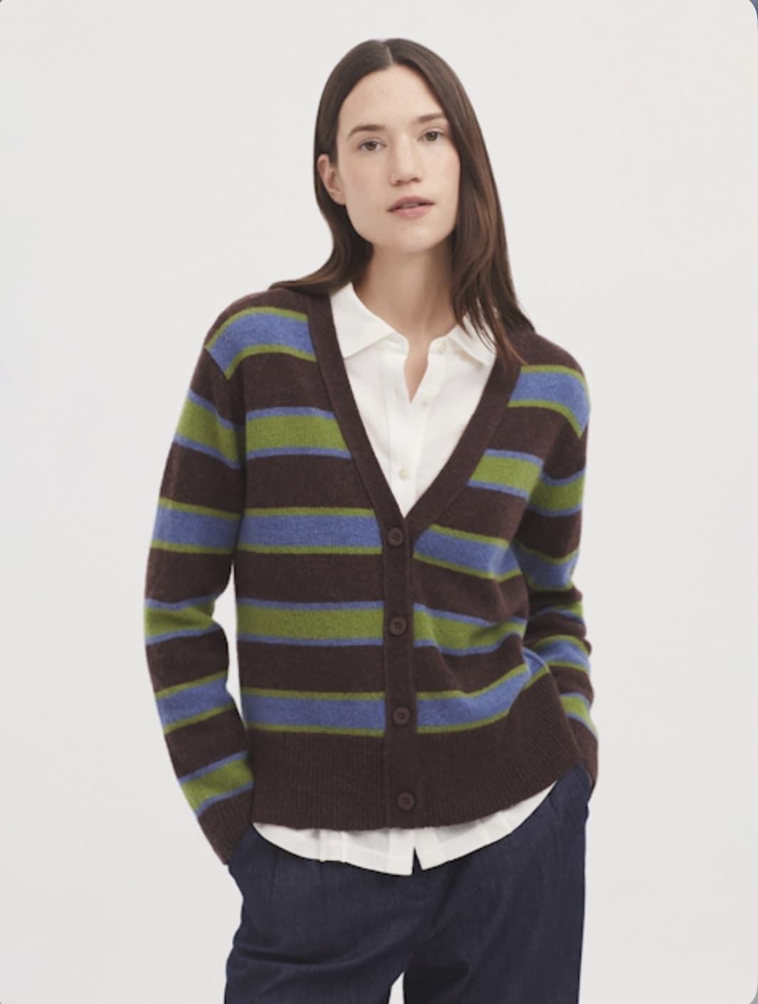 Chaqueta nice things 004 rayas marrón, verde y azul. - Imagen 1