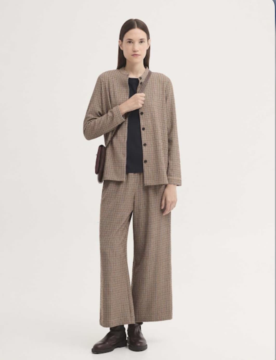 Chaqueta nice things 012 sobrecamisa de cuadros efecto arrugado camel - Imagen 1