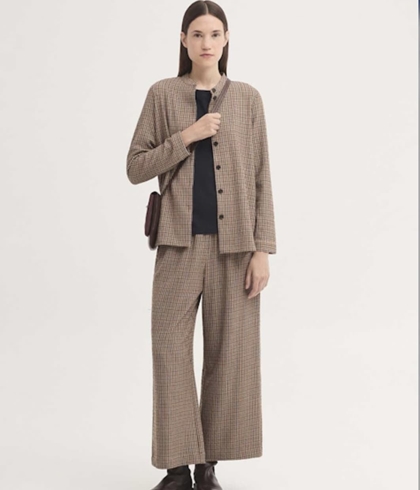 Chaqueta nice things 012 sobrecamisa de cuadros efecto arrugado camel - Imagen 1