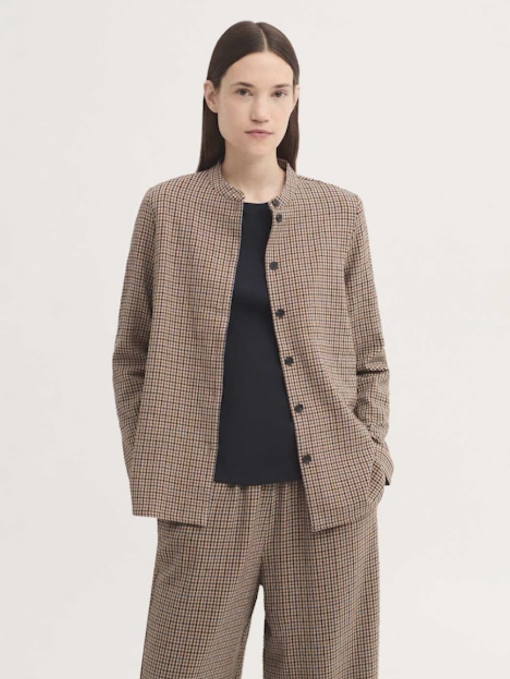 Chaqueta nice things 012 sobrecamisa de cuadros efecto arrugado camel - Imagen 2