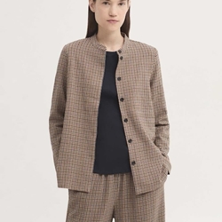 Chaqueta nice things 012 sobrecamisa de cuadros efecto arrugado camel - Imagen 2