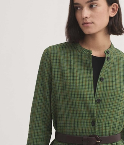 Chaqueta nice things 012 sobrecamisa de cuadros efecto arrugado verde - Imagen 2