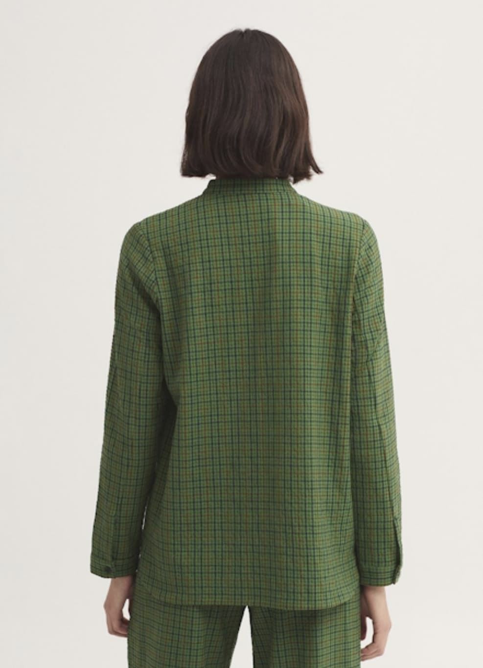 Chaqueta nice things 012 sobrecamisa de cuadros efecto arrugado verde - Imagen 4