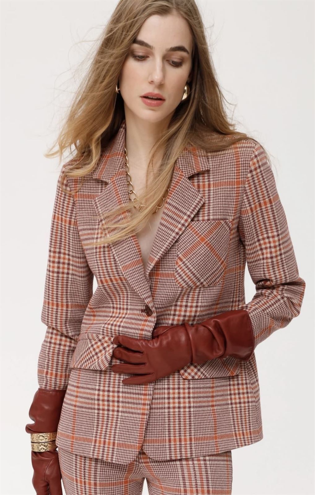 Chaqueta OKY 1149 Libero Punto En Cuadros Multicolor - Imagen 1