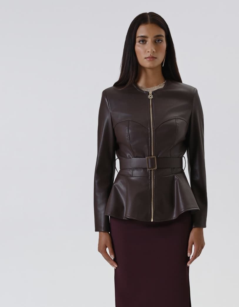 Chaqueta Rinascimento polipiel marrón chocolate - Imagen 4