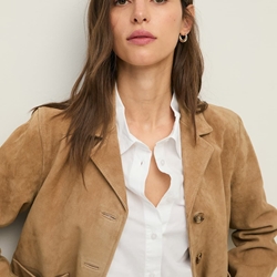 Chaqueta Yerse 4481 de ante cuello solapa arena - Imagen 1