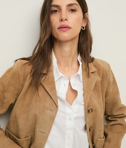 Chaqueta Yerse 4481 de ante cuello solapa arena - Imagen 1