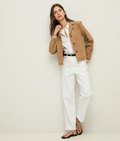 Chaqueta Yerse 4481 de ante cuello solapa arena - Imagen 2