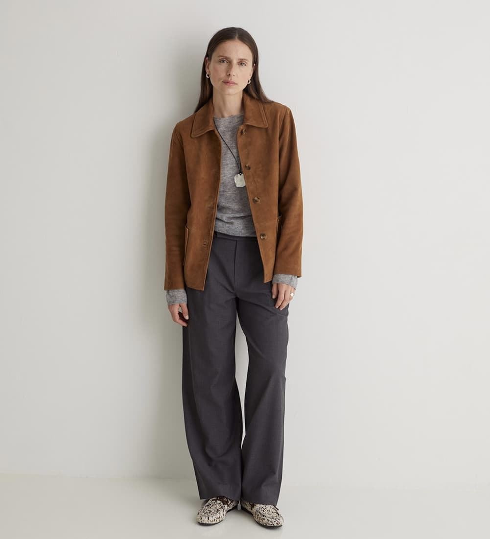 Chaqueta Yerse Ante camel 100% piel - Imagen 1