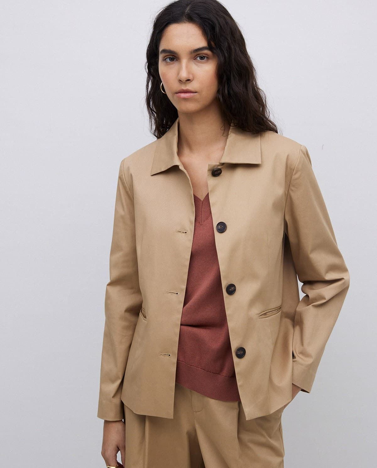 CHAQUETA Yerse TEJIDO GABARDINA CAMEL - Imagen 2