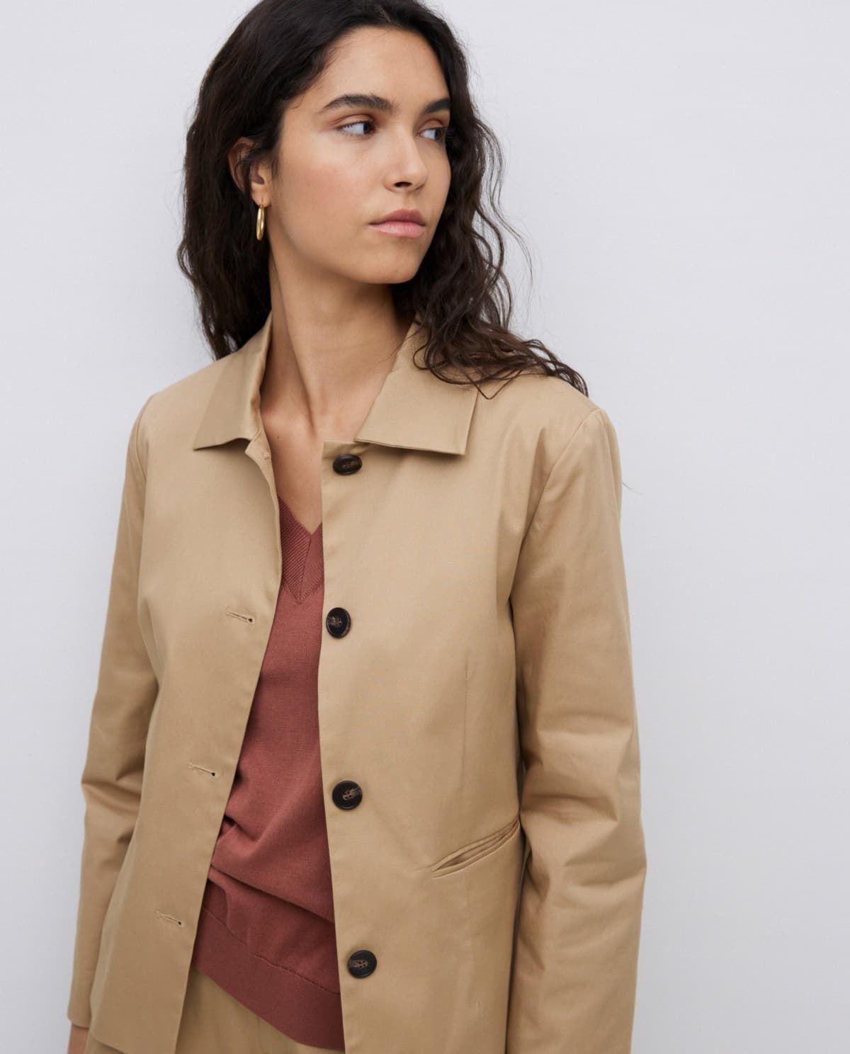 CHAQUETA Yerse TEJIDO GABARDINA CAMEL - Imagen 3