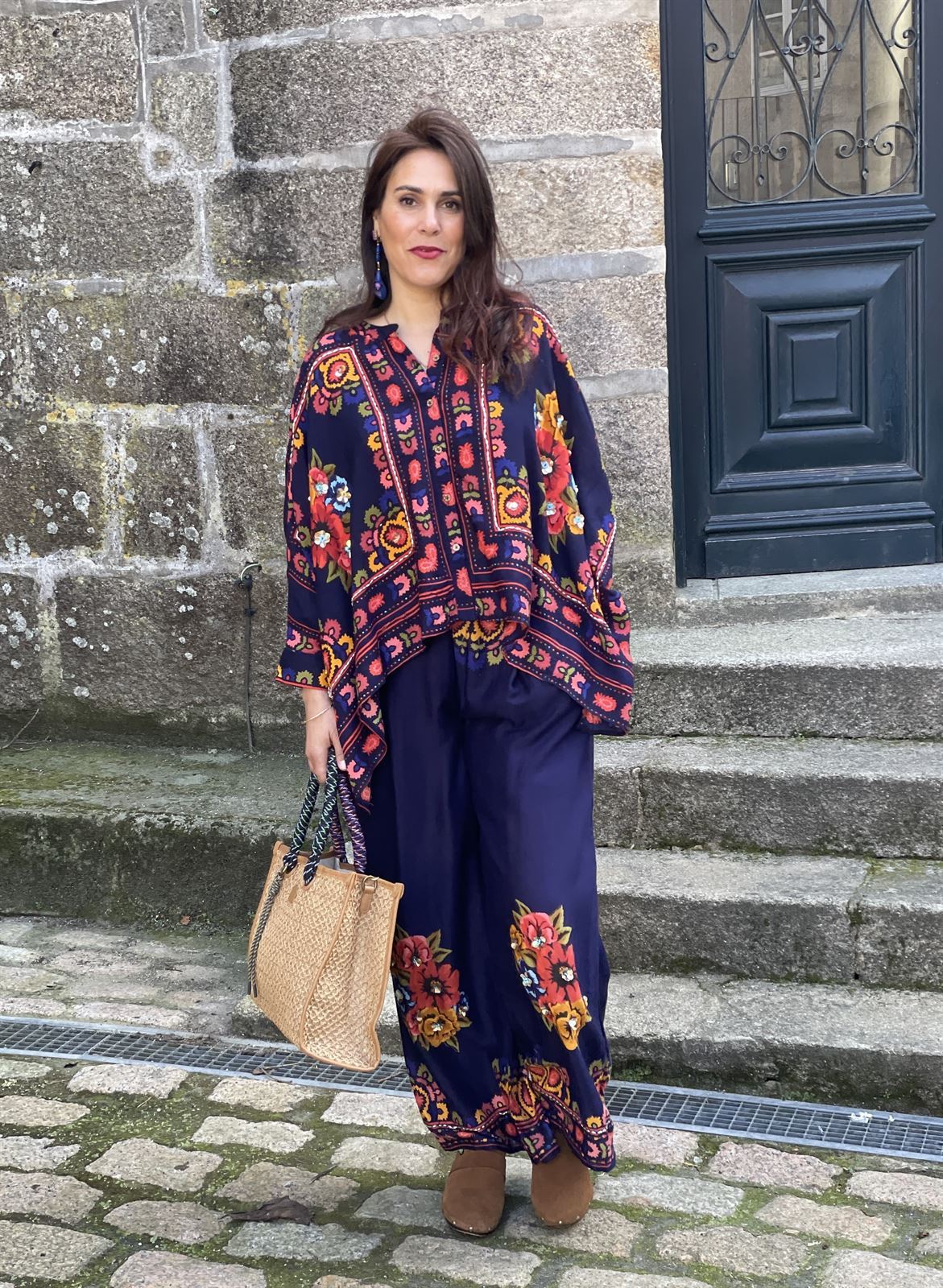 Conjunto Derhy  HOLY de pantalón y kimono azul marino - Imagen 3