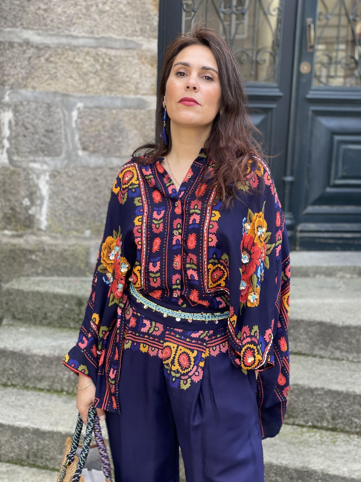 Conjunto Derhy  HOLY de pantalón y kimono azul marino - Imagen 6