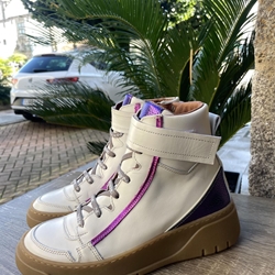 Deportiva Botín Nemonic blanca con lila 2347 - Imagen 1