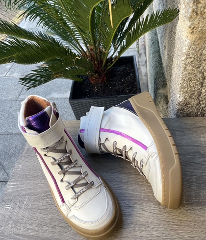 Deportiva Botín Nemonic blanca con lila 2347 - Imagen 2