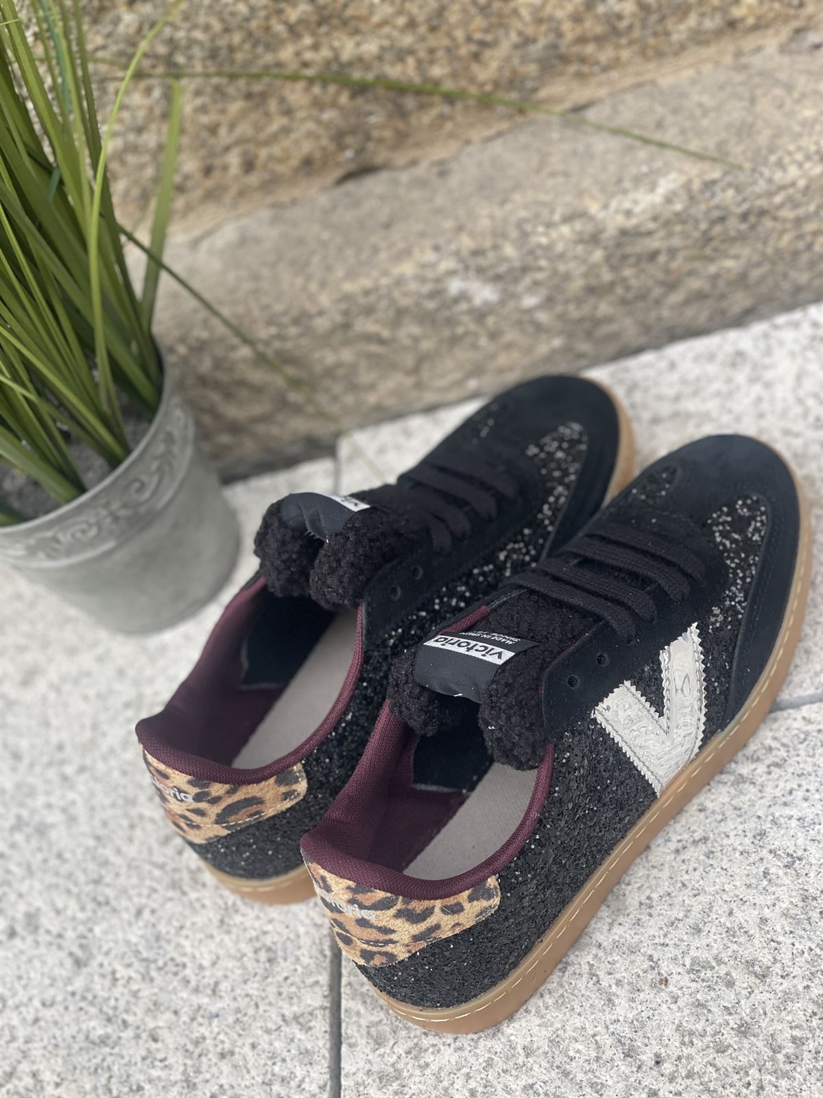 Deportiva VICTORIA BERLÍN CICLISTA GLITTER & ANIMAL PRINT 1126223-10  glitter negro - Imagen 1