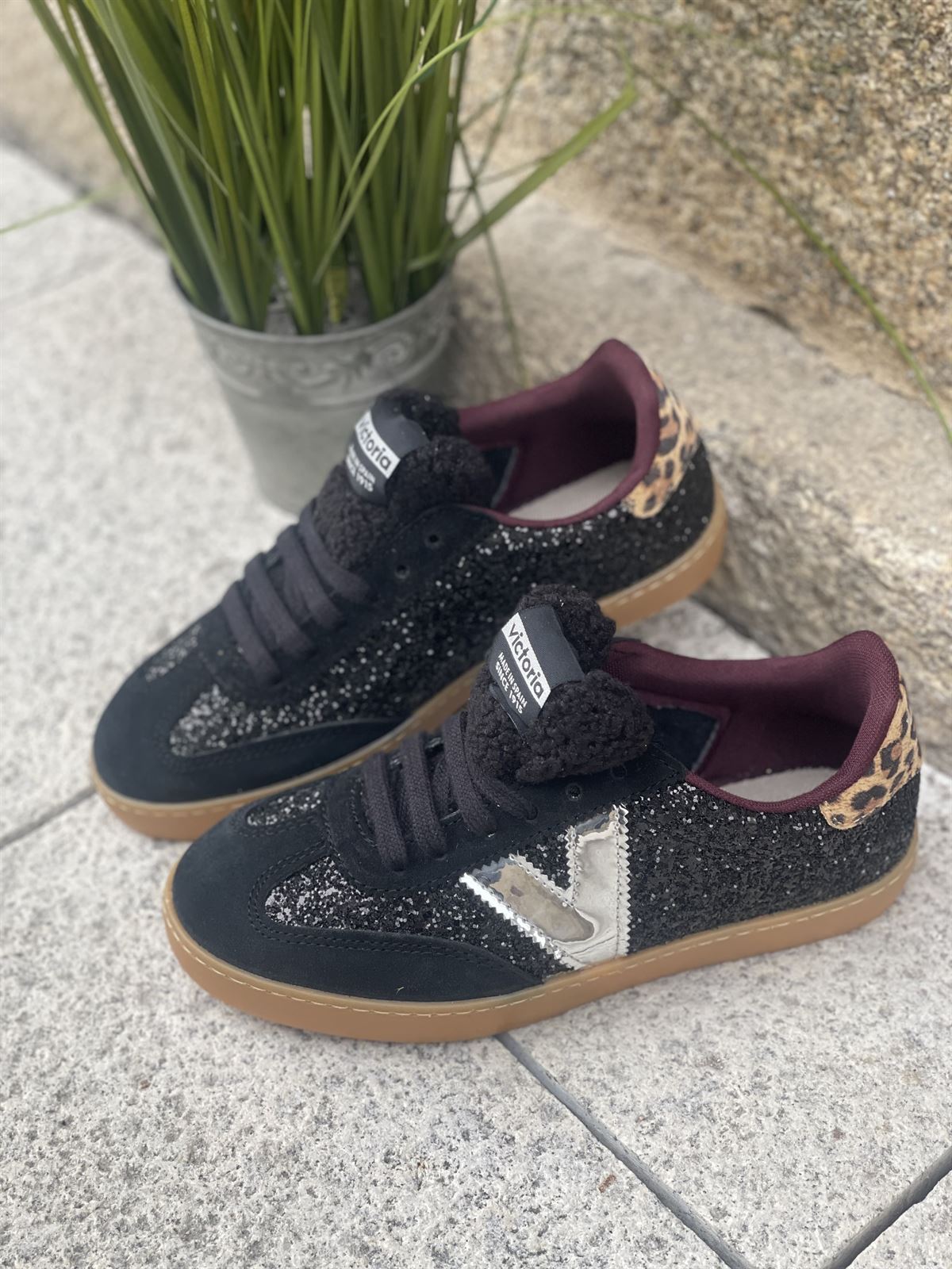Deportiva VICTORIA BERLÍN CICLISTA GLITTER & ANIMAL PRINT 1126223-10  glitter negro - Imagen 3