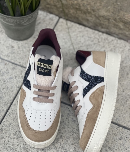 Deportiva VICTORIA MADRID EFECTO PIEL & SERRAJE & GLITTER 1258272-80 Beige - Imagen 2