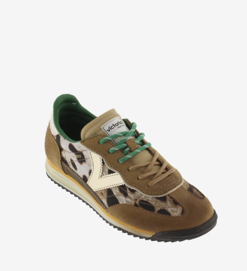 Deportiva VICTORIA SATURNO NYLON ANIMAL PRINT & SERRAJE Sneakers 1158103-87 Camel - Imagen 2
