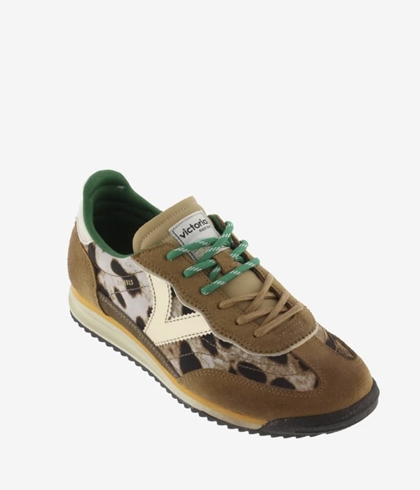 Deportiva VICTORIA SATURNO NYLON ANIMAL PRINT & SERRAJE Sneakers 1158103-87 Camel - Imagen 2