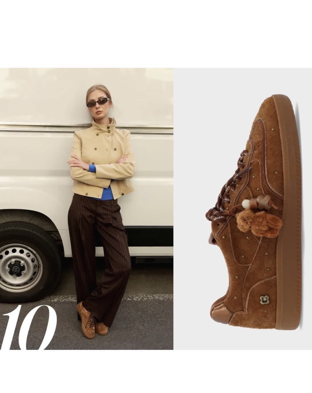 Deportivas Noa Harmon TEN piel charms camel - Imagen 1