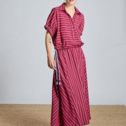 Falda Alba Conde 2201-601-41 larga de rayas granate. - Imagen 1